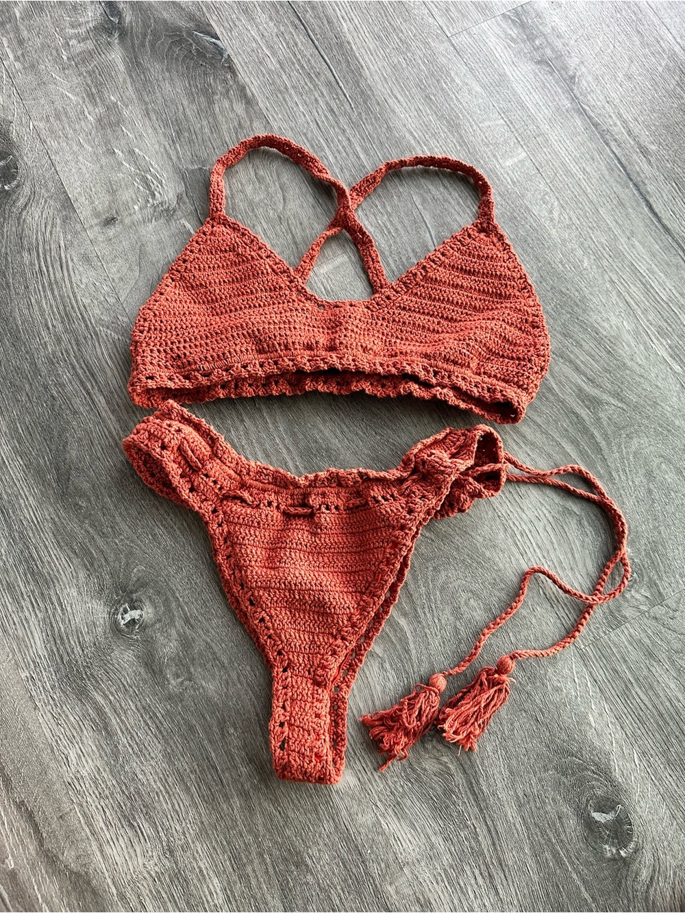 Handcrafted Crochet Bikini Set - Rust Orange